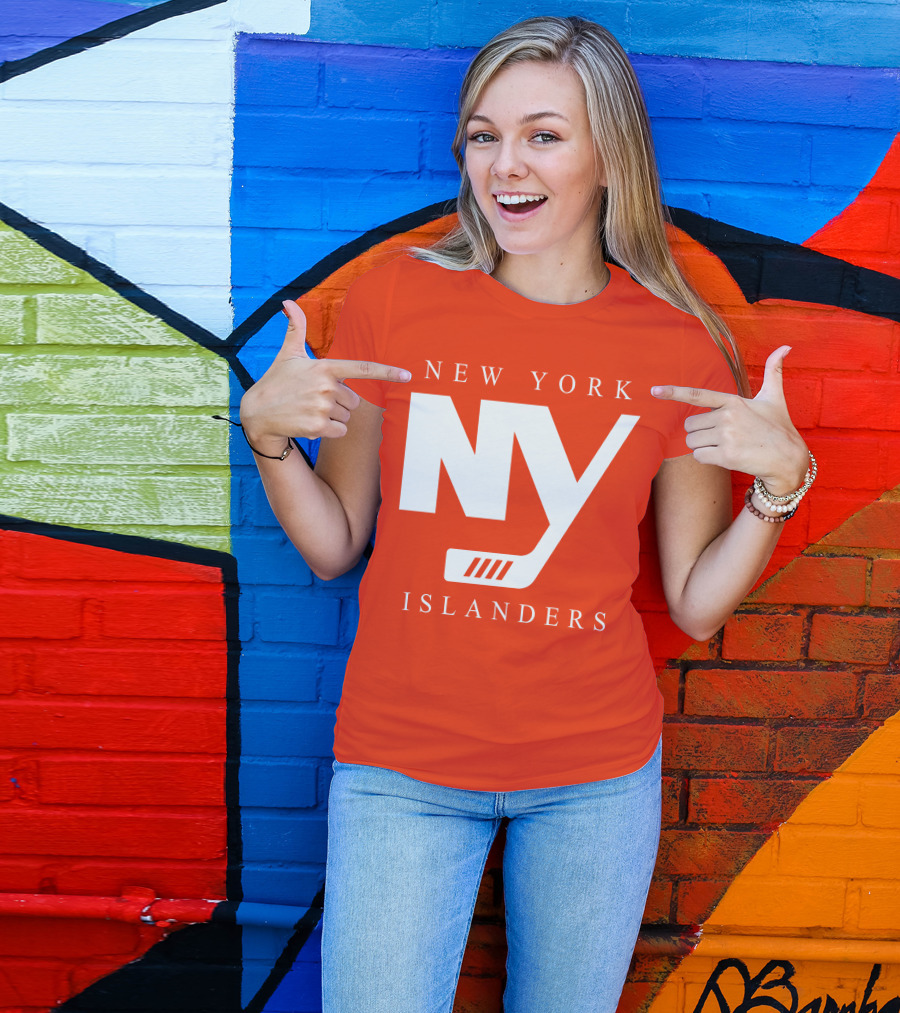 New York Islanders NY Hockey Text Stamp T-Shirt