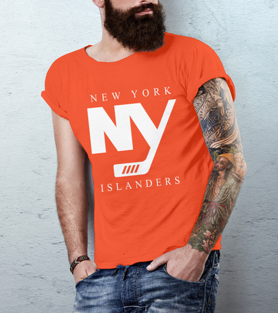 New York Islanders NY Hockey Text Stamp T-Shirt