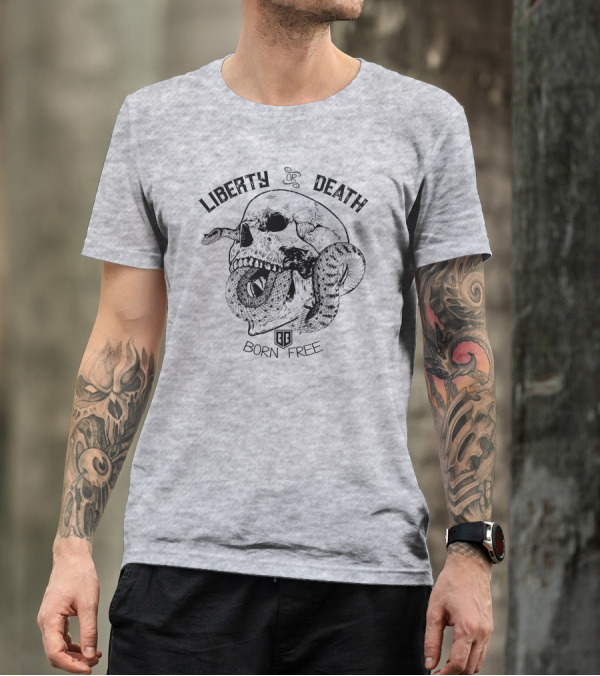 Liberty Or Death Born Free Skull And Snake Bunker Branding 2.0 T-Shirt