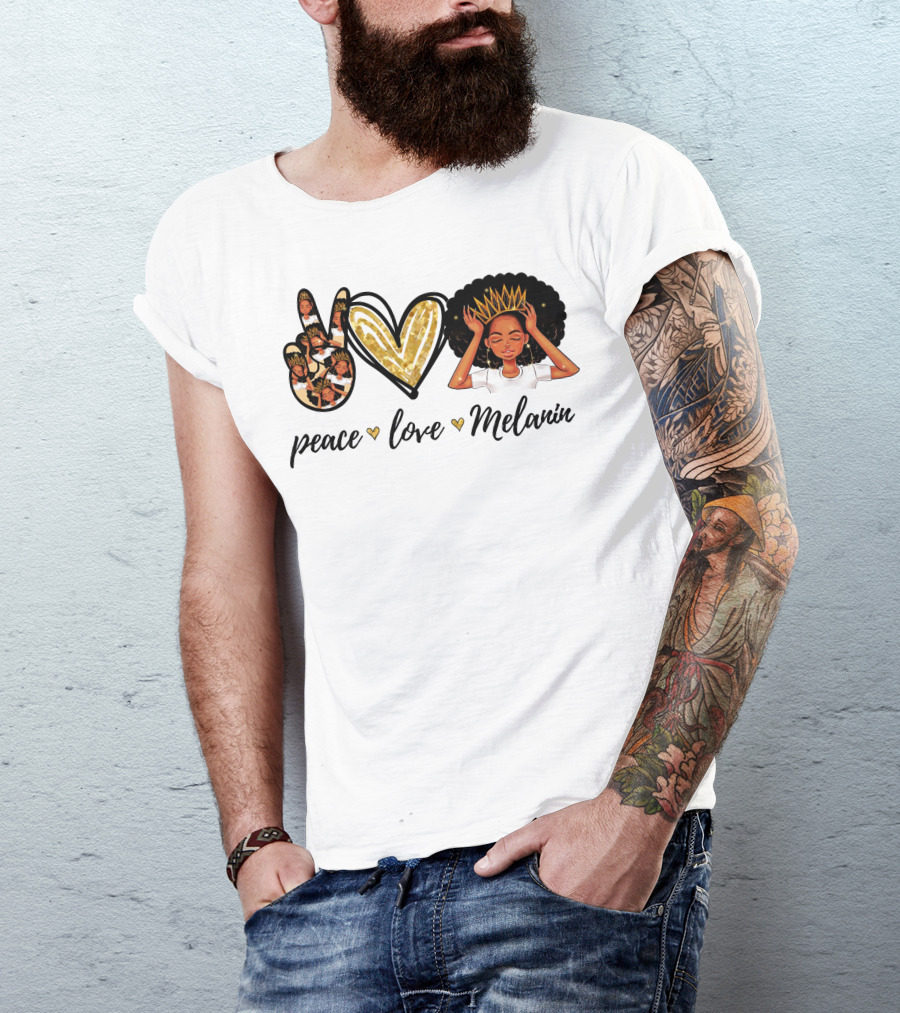 Peace Love Melanin Black Lives Matter Human Rights Equality Empowerment Icons T-Shirt