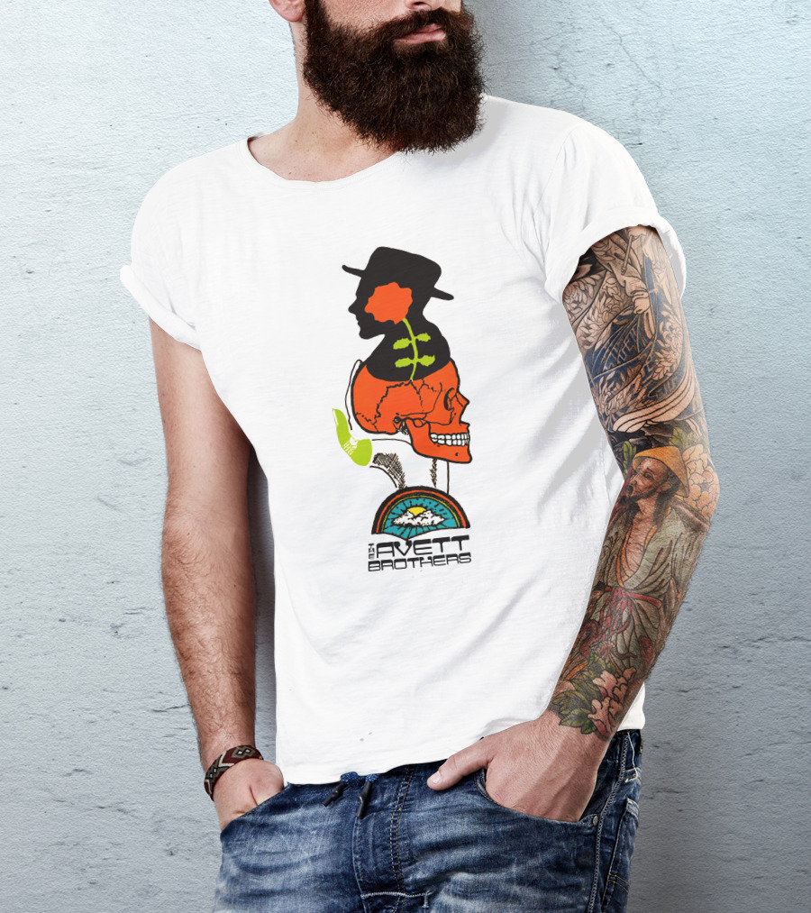 Avett Brothers Merch Skull Flower Hat Sunburst T-Shirt