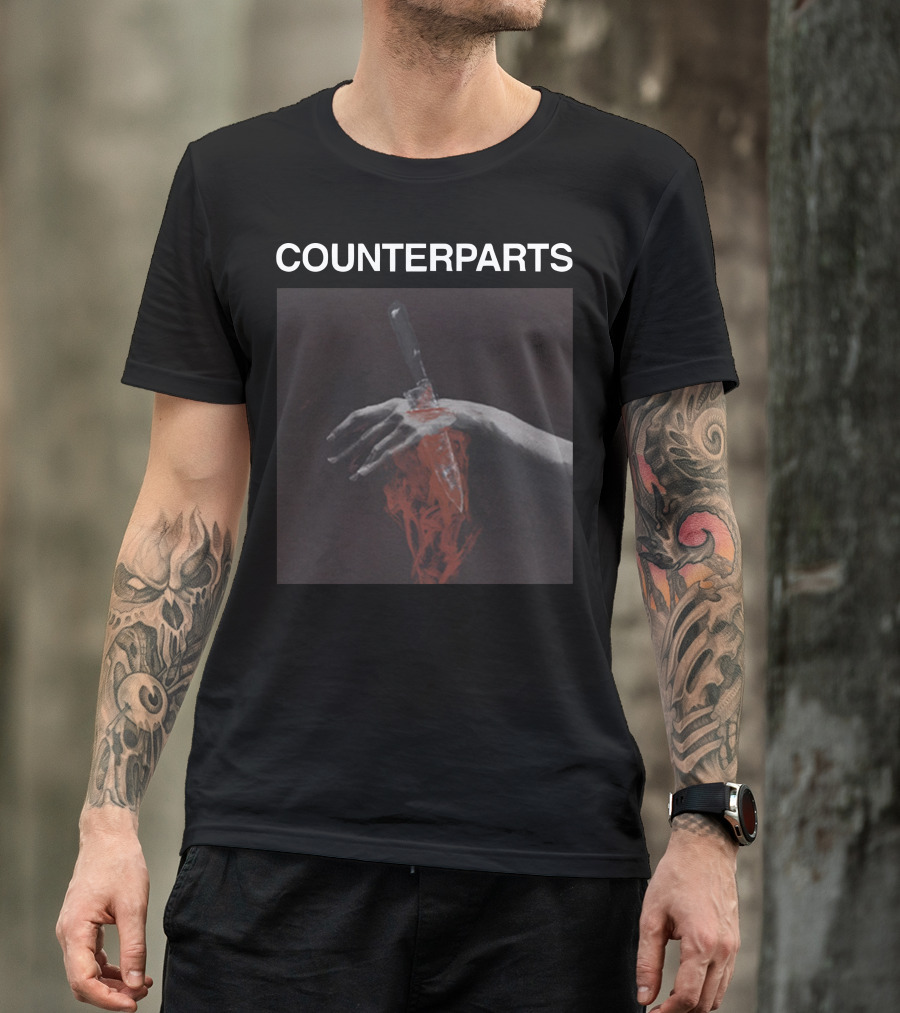 COUNTERPARTS Hand With Knife And Red Paint T-Shirt