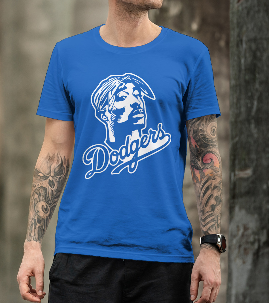 Tupac Dodgers Urban Streetwear Icon Collaboration T-Shirt