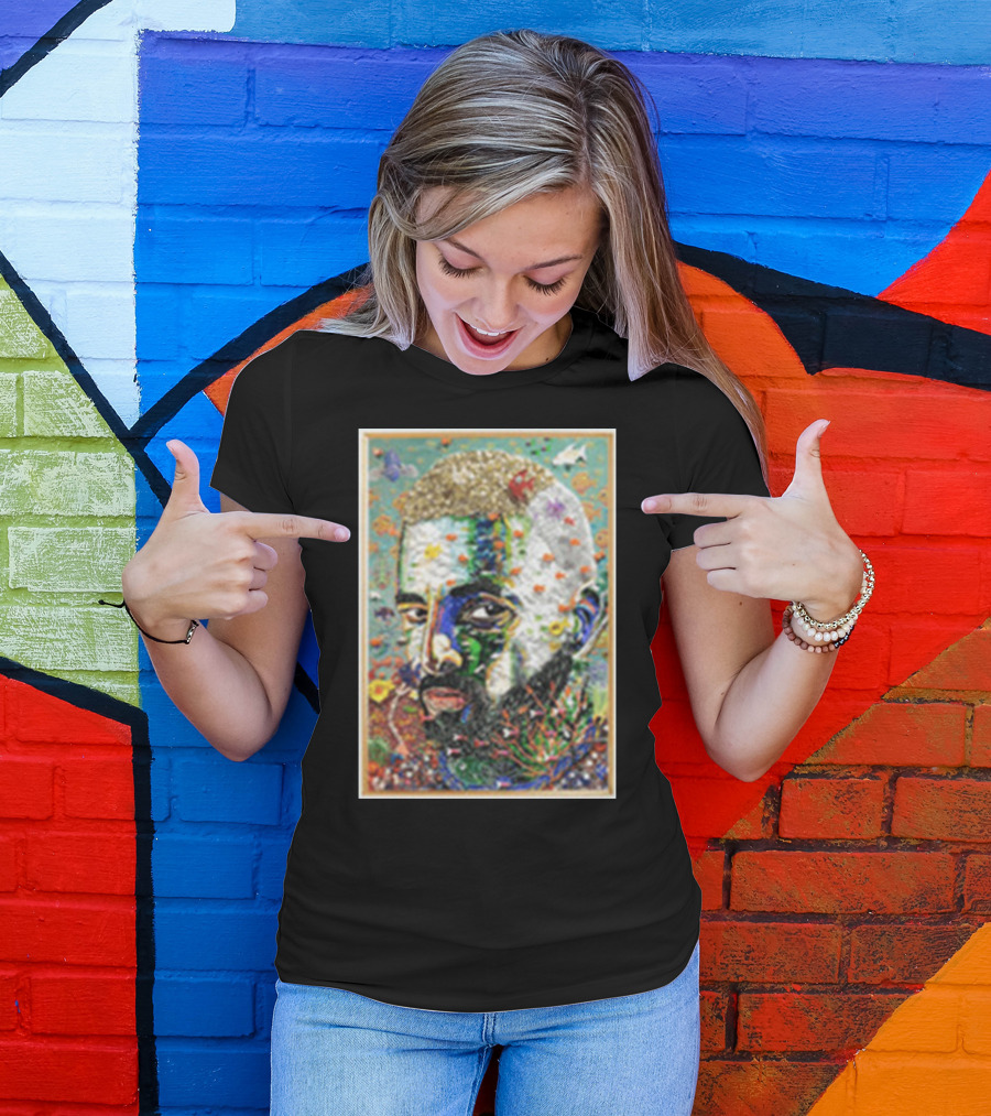 Maluma Merch Colorful Portrait With Nature And Butterfly Elements T-Shirt