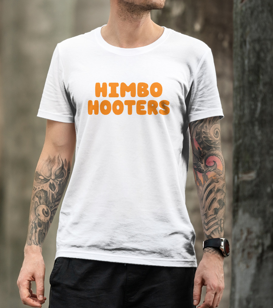 Himbo Hooters Bold Orange Retro-Inspired Text T-Shirt