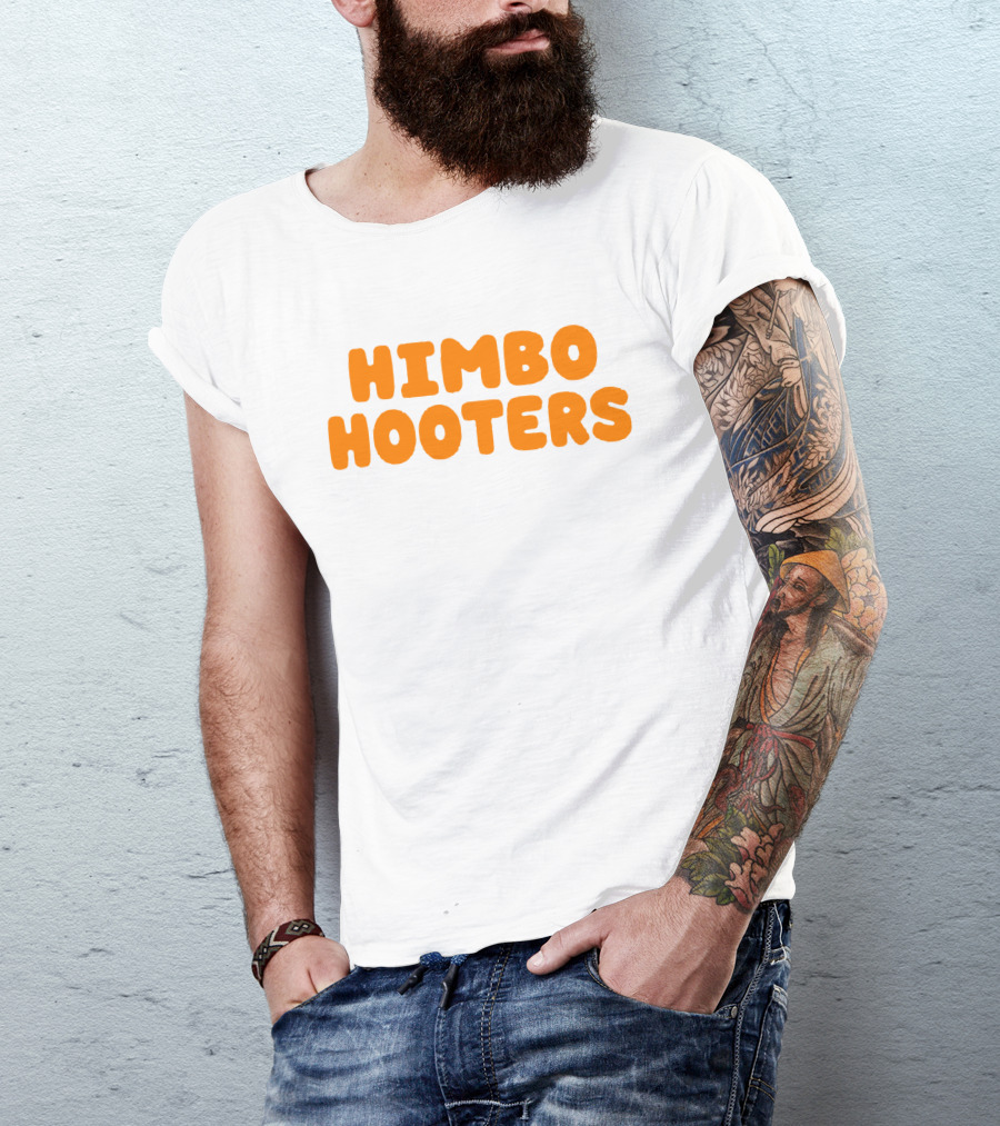 Himbo Hooters Bold Orange Retro-Inspired Text T-Shirt