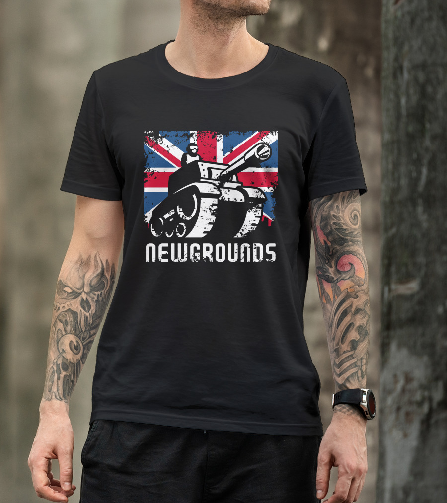 Newgrounds Tank Over Union Jack UK T-Shirt