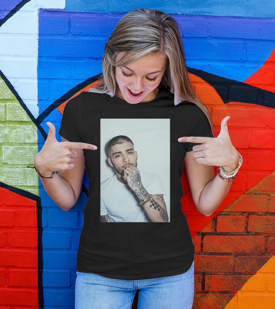 Zayn Malik Tattoo Style White Tee Casual Look T-Shirt