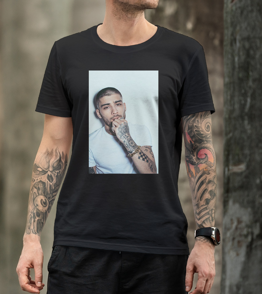 Zayn Malik Tattoo Style White Tee Casual Look T-Shirt