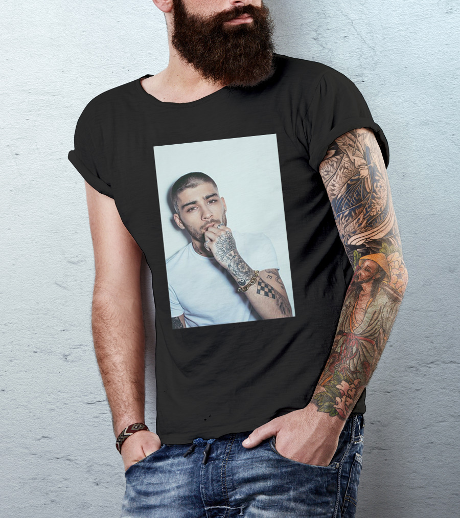 Zayn Malik Tattoo Style White Tee Casual Look T-Shirt