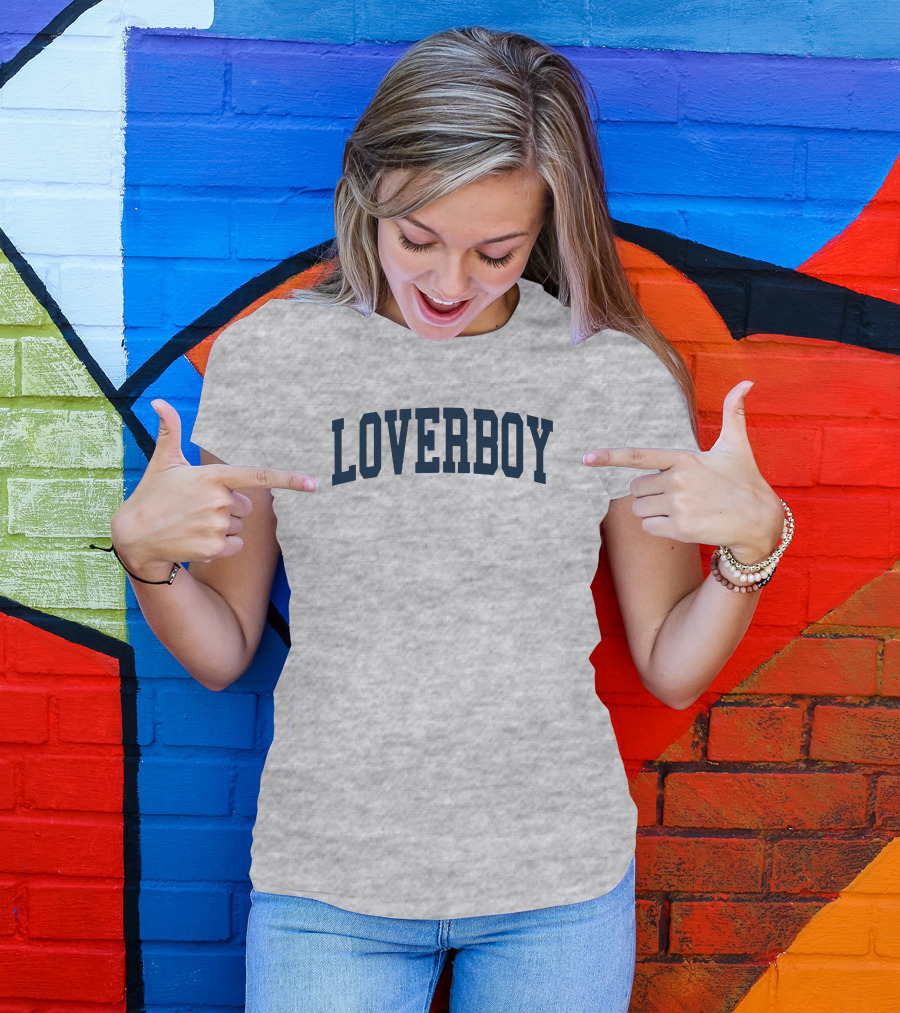 LOVERBOY Merch Grey College Font T-Shirt