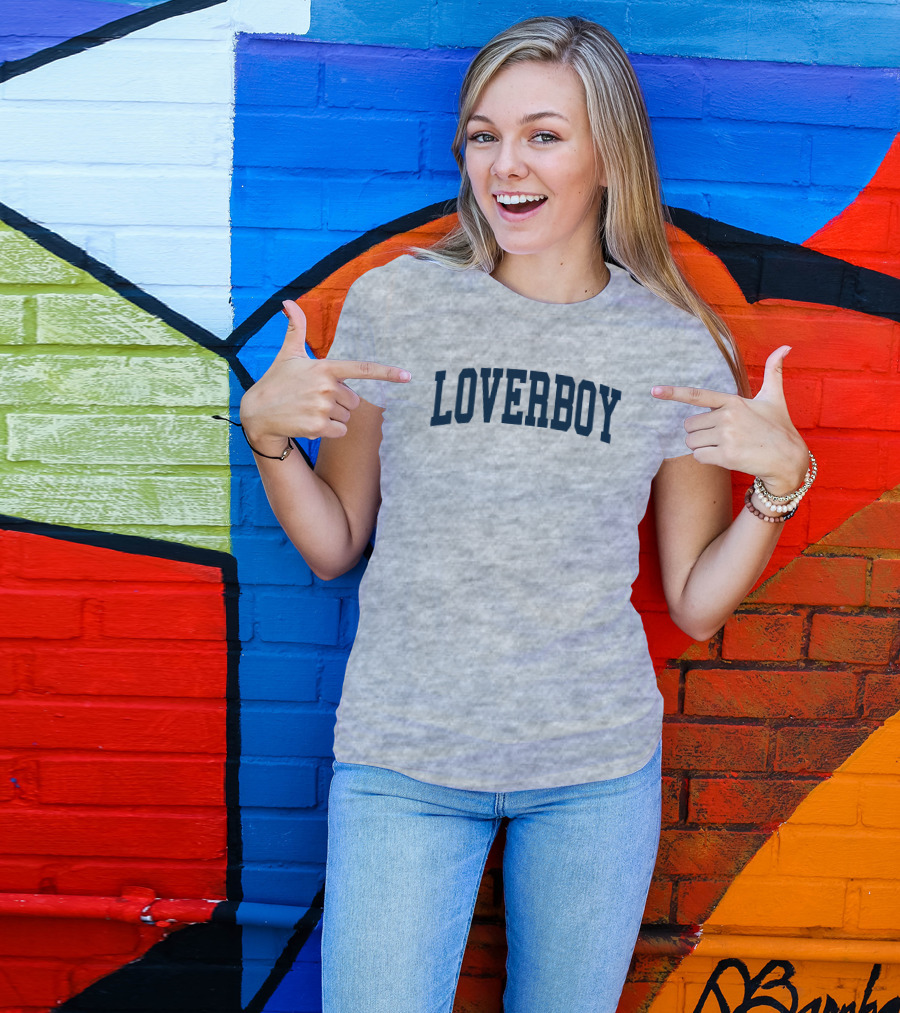 LOVERBOY Merch Grey College Font T-Shirt