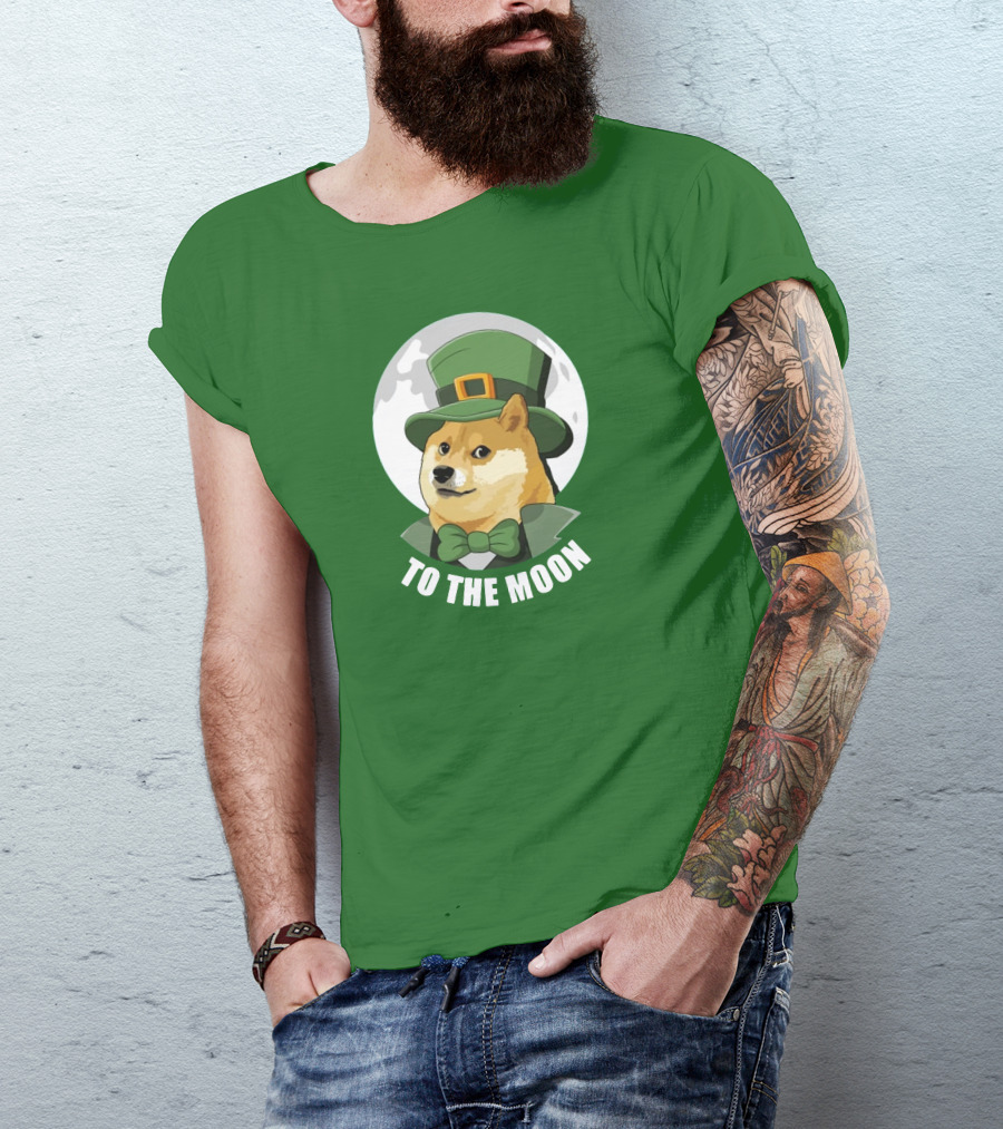 TO THE MOON Doge Leprechaun T-Shirt