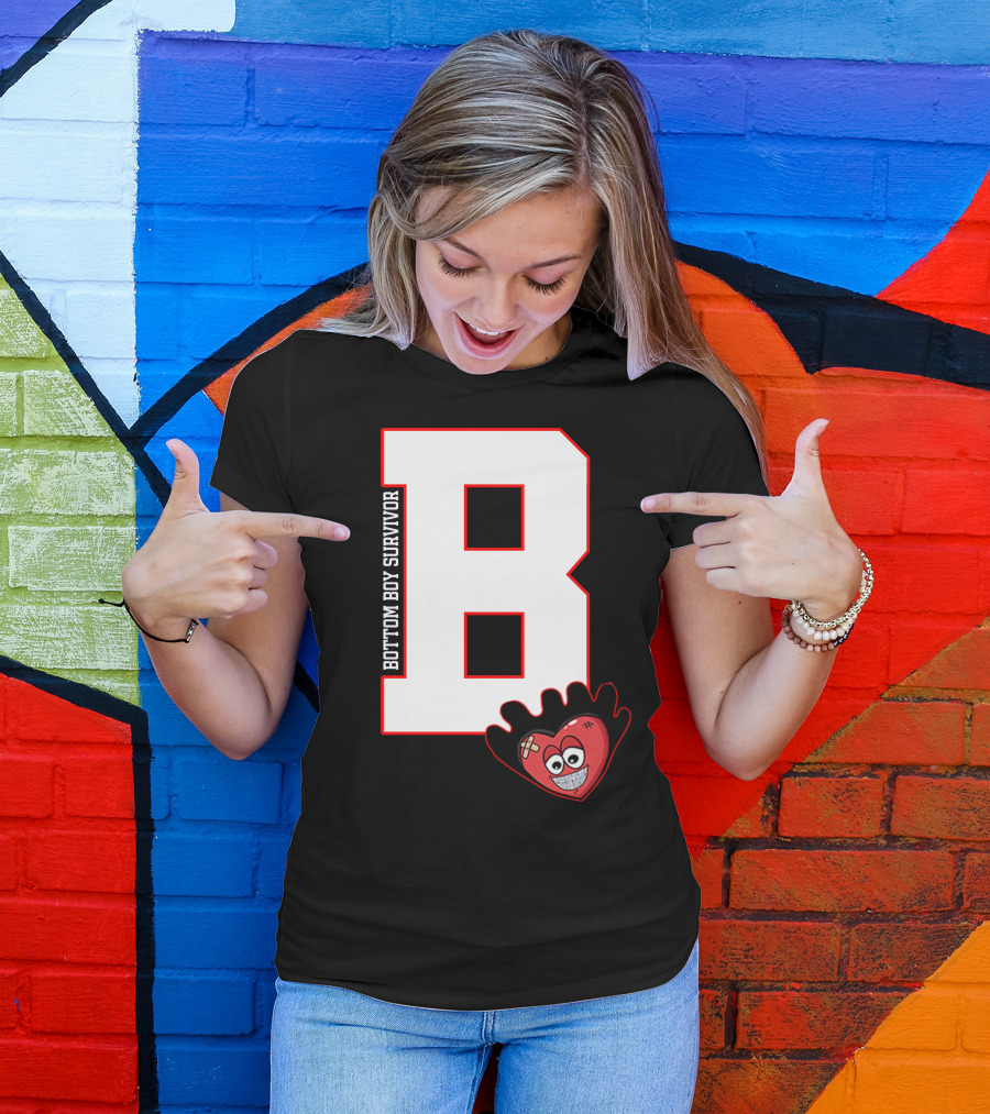 Bottom Boy Survivor B With Cartoon Heart T-Shirt