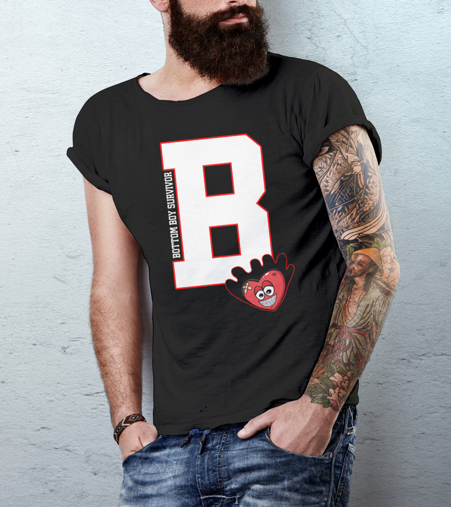 Bottom Boy Survivor B With Cartoon Heart T-Shirt