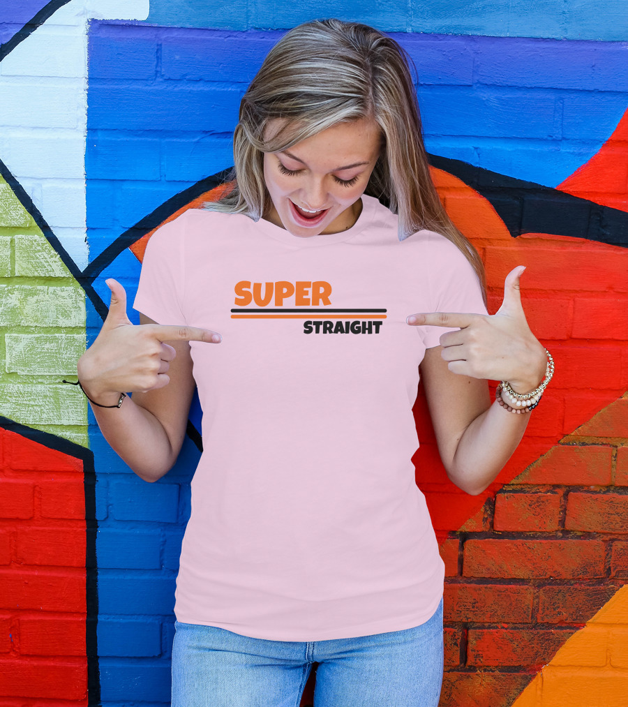 Super Straight Shop Pink Background T-Shirt