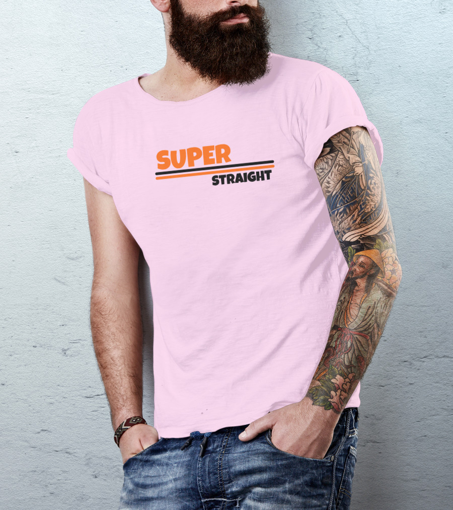 Super Straight Shop Pink Background T-Shirt
