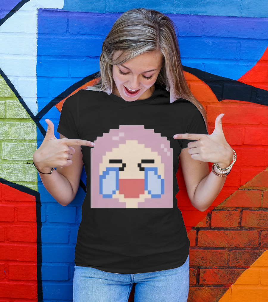Fufambam Shop Pixel Art Crying Laughing Face T-Shirt