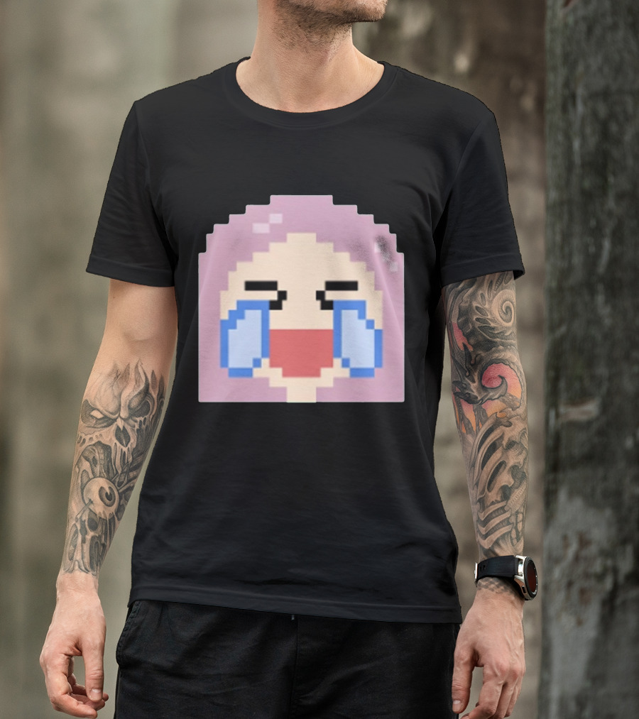 Fufambam Shop Pixel Art Crying Laughing Face T-Shirt