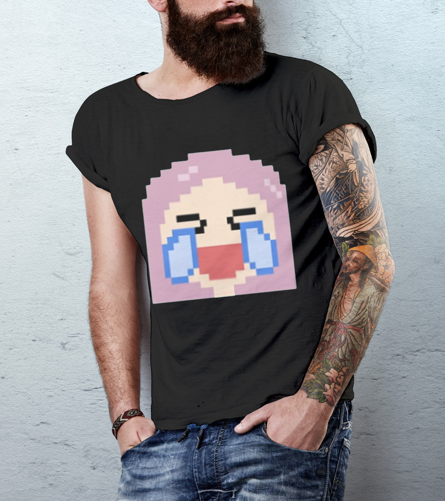 Fufambam Shop Pixel Art Crying Laughing Face T-Shirt