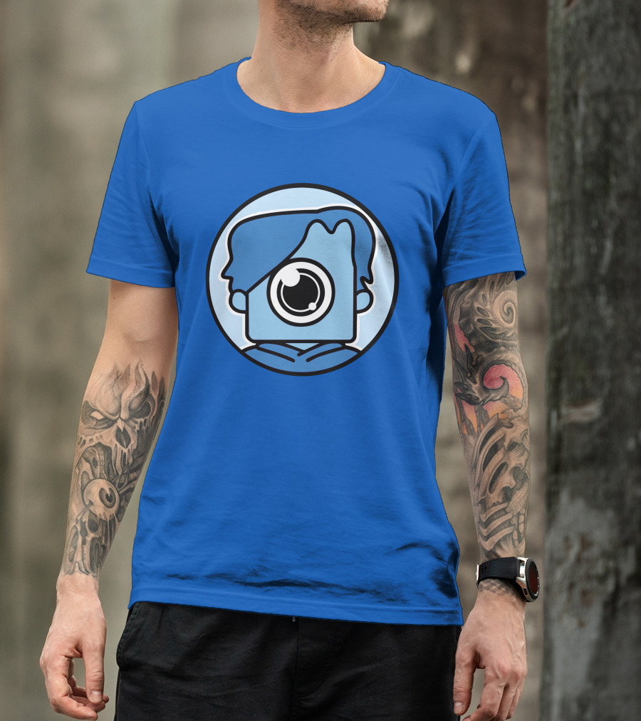 NewScapePro Blue Circle Cartoon Character With Camera Eye T-Shirt