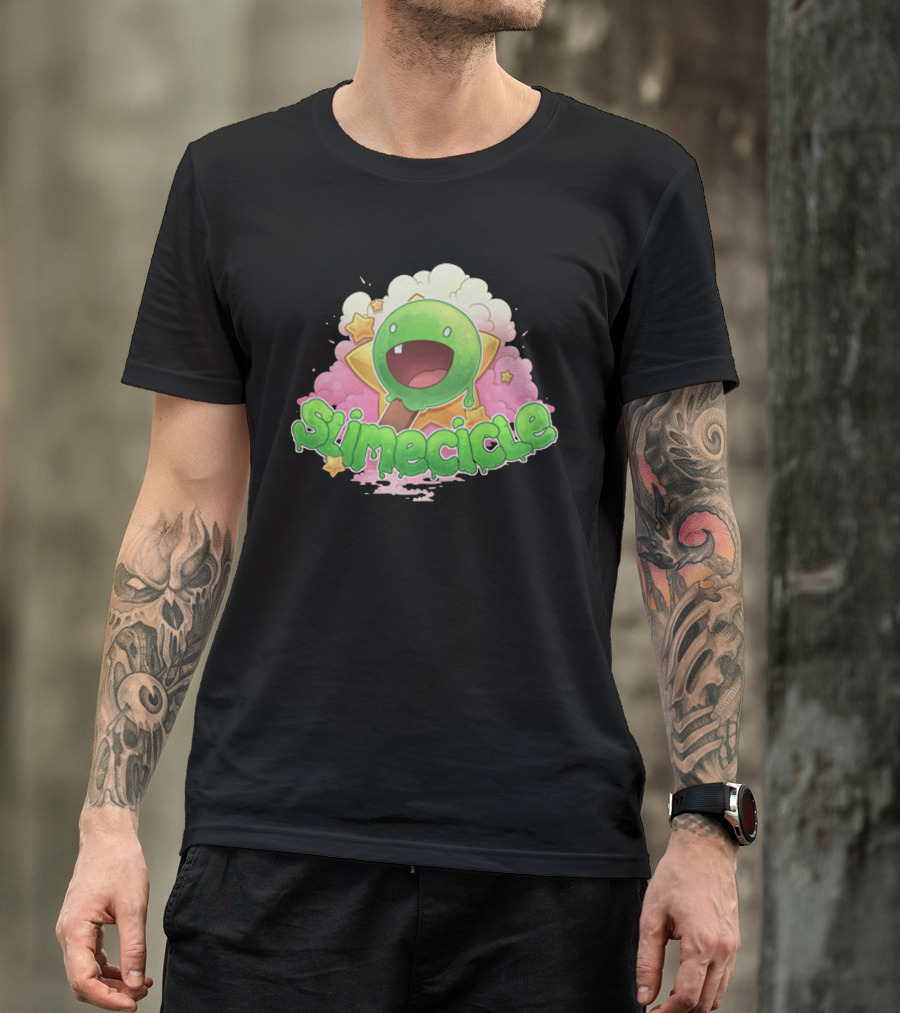 Slimecicle Cute Starry Green Slime Character T-Shirt