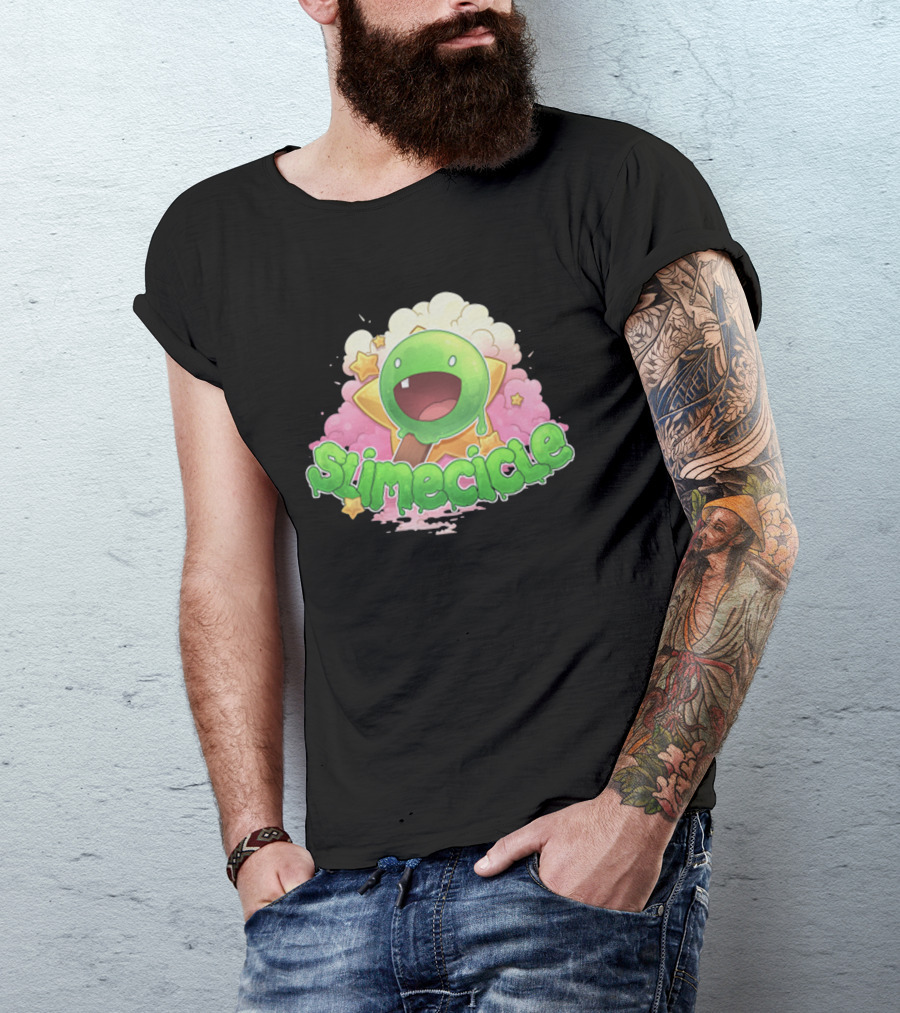 Slimecicle Cute Starry Green Slime Character T-Shirt