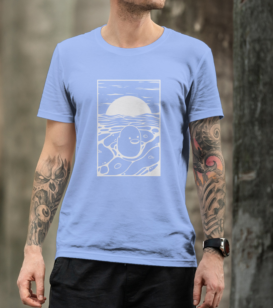 Tubbo By The Sea Shop Duck Sunset Ocean Waves T-Shirt