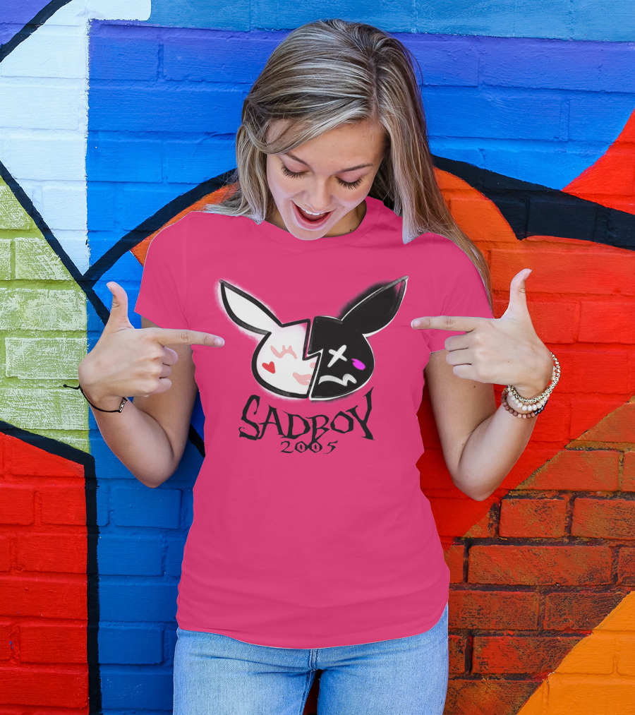 SADBOY 2005 Bunny Logo Pink Background T-Shirt