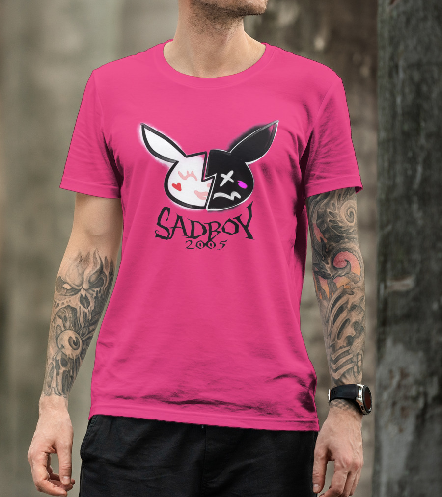 SADBOY 2005 Bunny Logo Pink Background T-Shirt