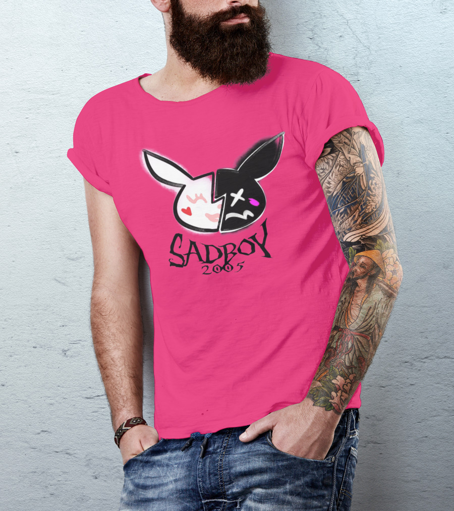 SADBOY 2005 Bunny Logo Pink Background T-Shirt