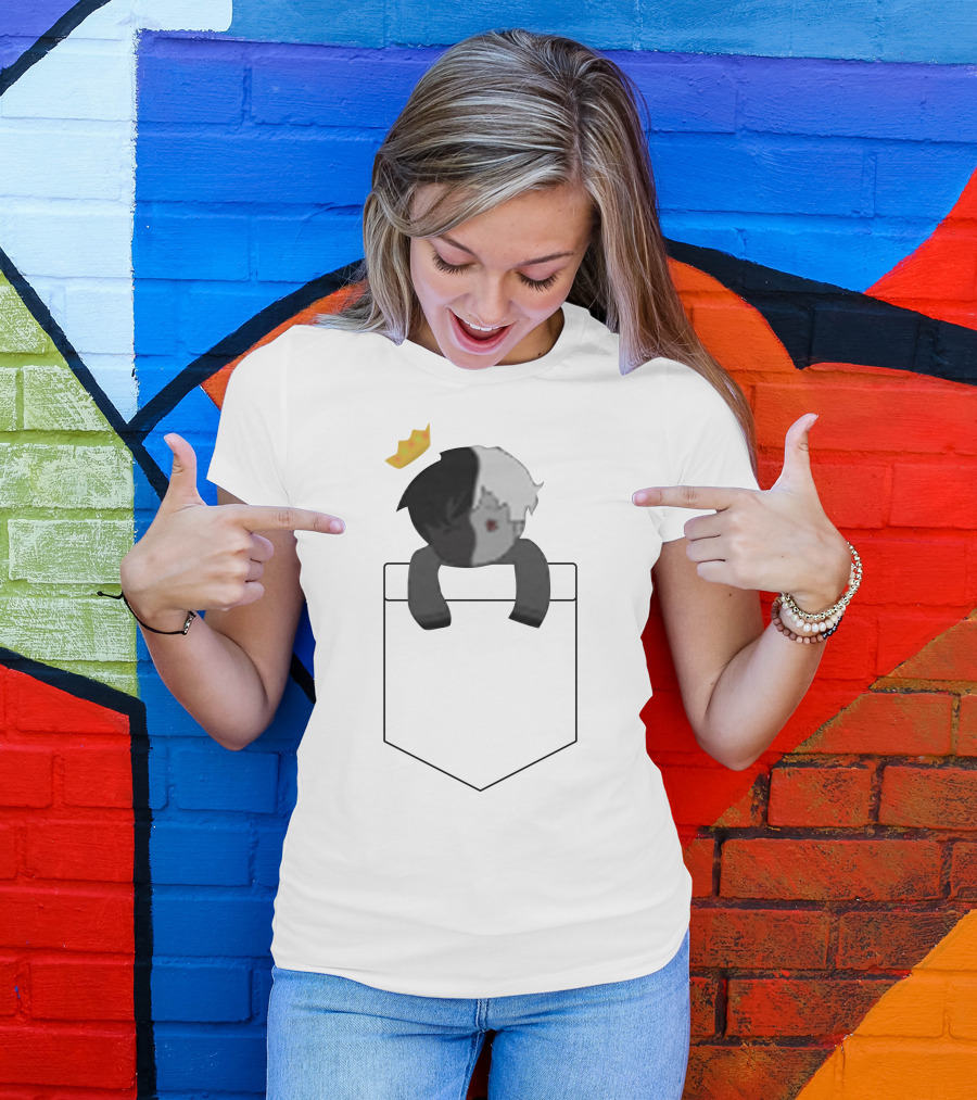 Ranboo Dual-Toned Character With Crown In Pocket T-Shirt