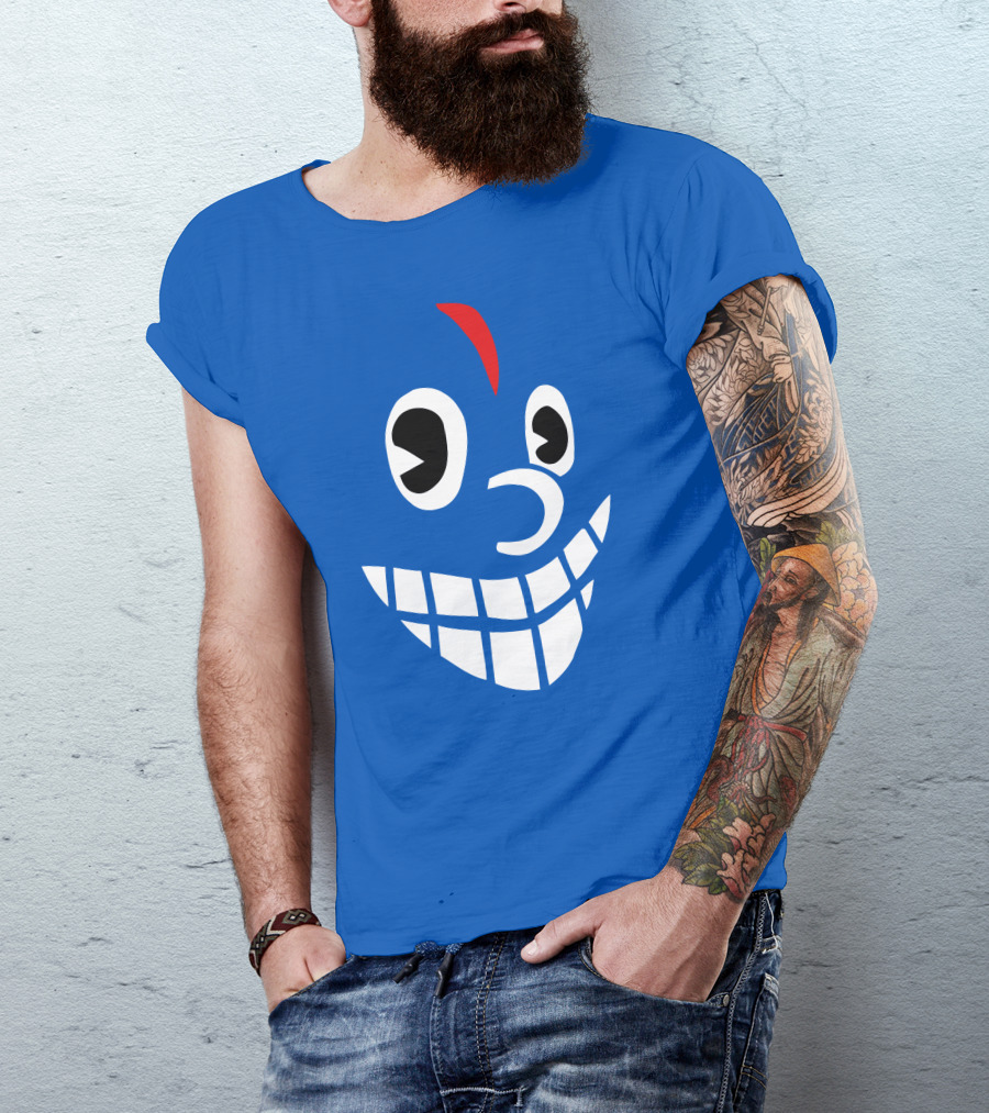 Lil Darkie Merch Blue Face Grin Red Accent T-Shirt