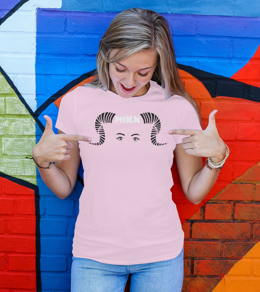 MINX Horned Eyebrow Expression Pink T-Shirt
