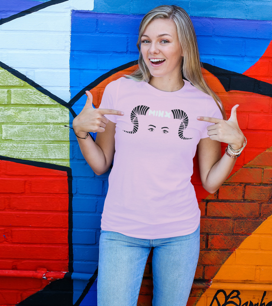 MINX Horned Eyebrow Expression Pink T-Shirt