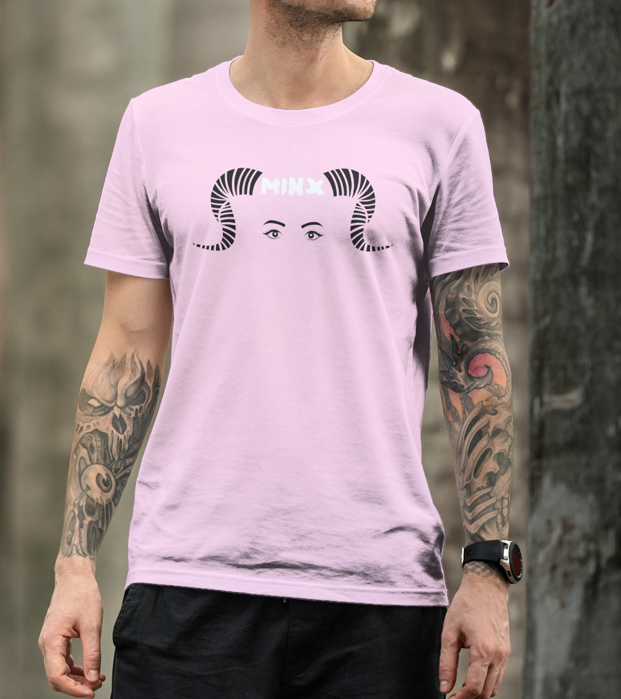 MINX Horned Eyebrow Expression Pink T-Shirt
