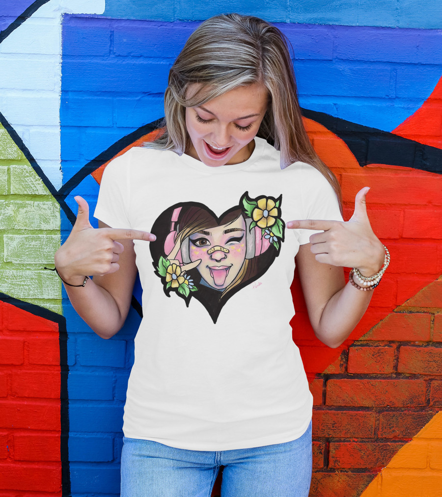 Digitalprincxss Heart Headphones And Flower T-Shirt