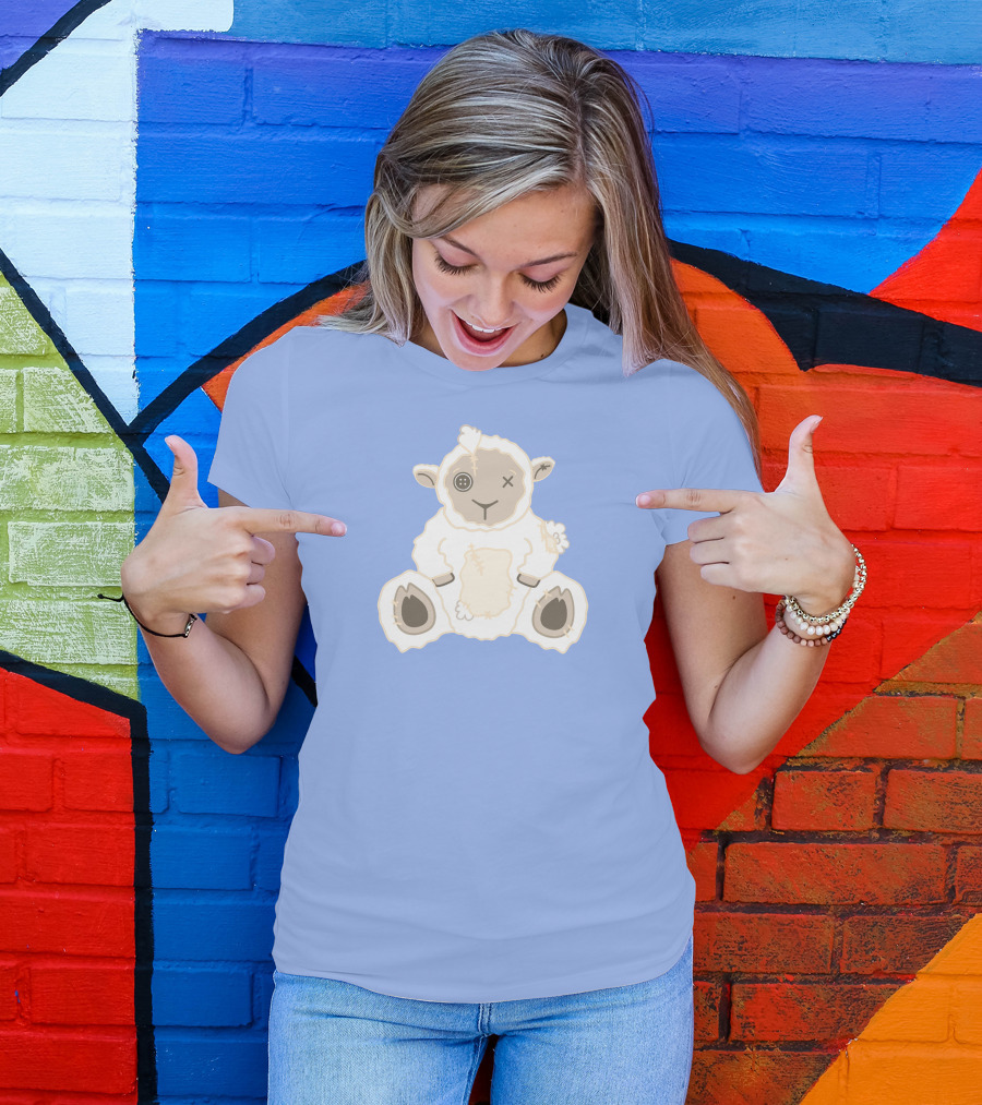 Captain Puffy Merch Sheep Plush Button Eye Patchwork T-Shirt