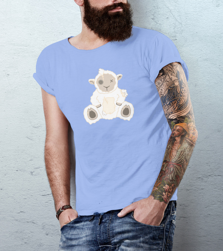 Captain Puffy Merch Sheep Plush Button Eye Patchwork T-Shirt