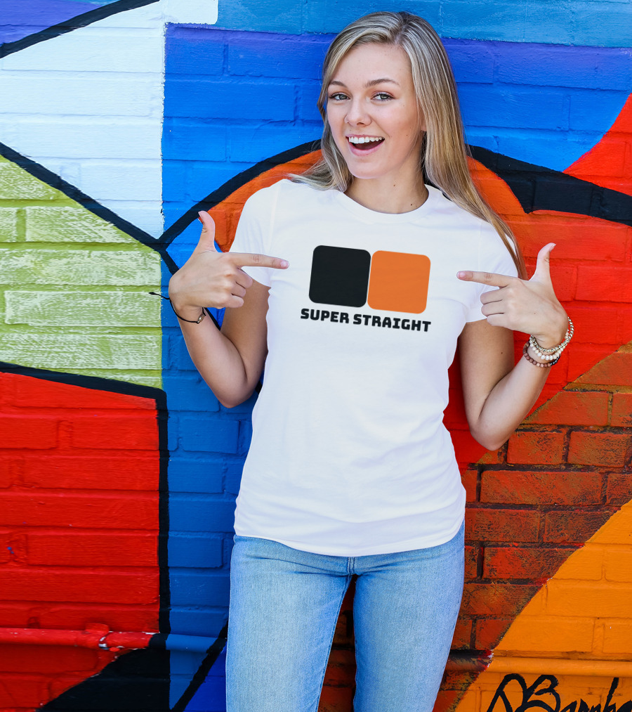 Super Straight Black Orange Square T-Shirt
