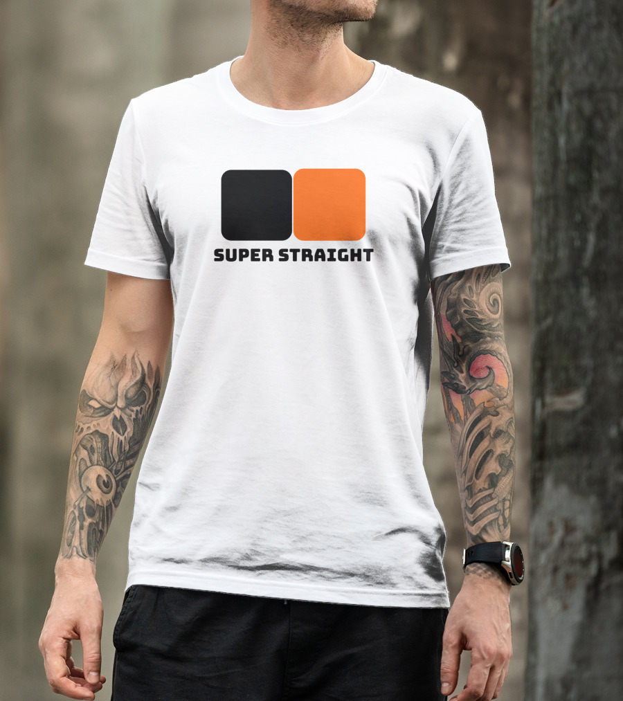 Super Straight Black Orange Square T-Shirt