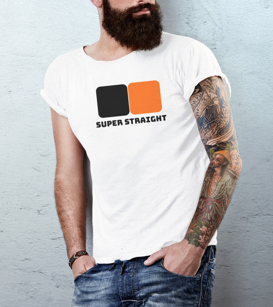 Super Straight Black Orange Square T-Shirt