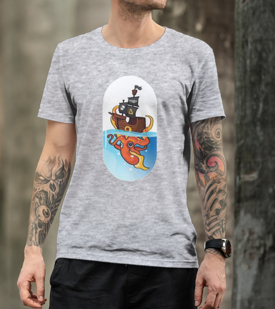 A For Adley Pirate Ship And Orange Octopus Adventure T-Shirt