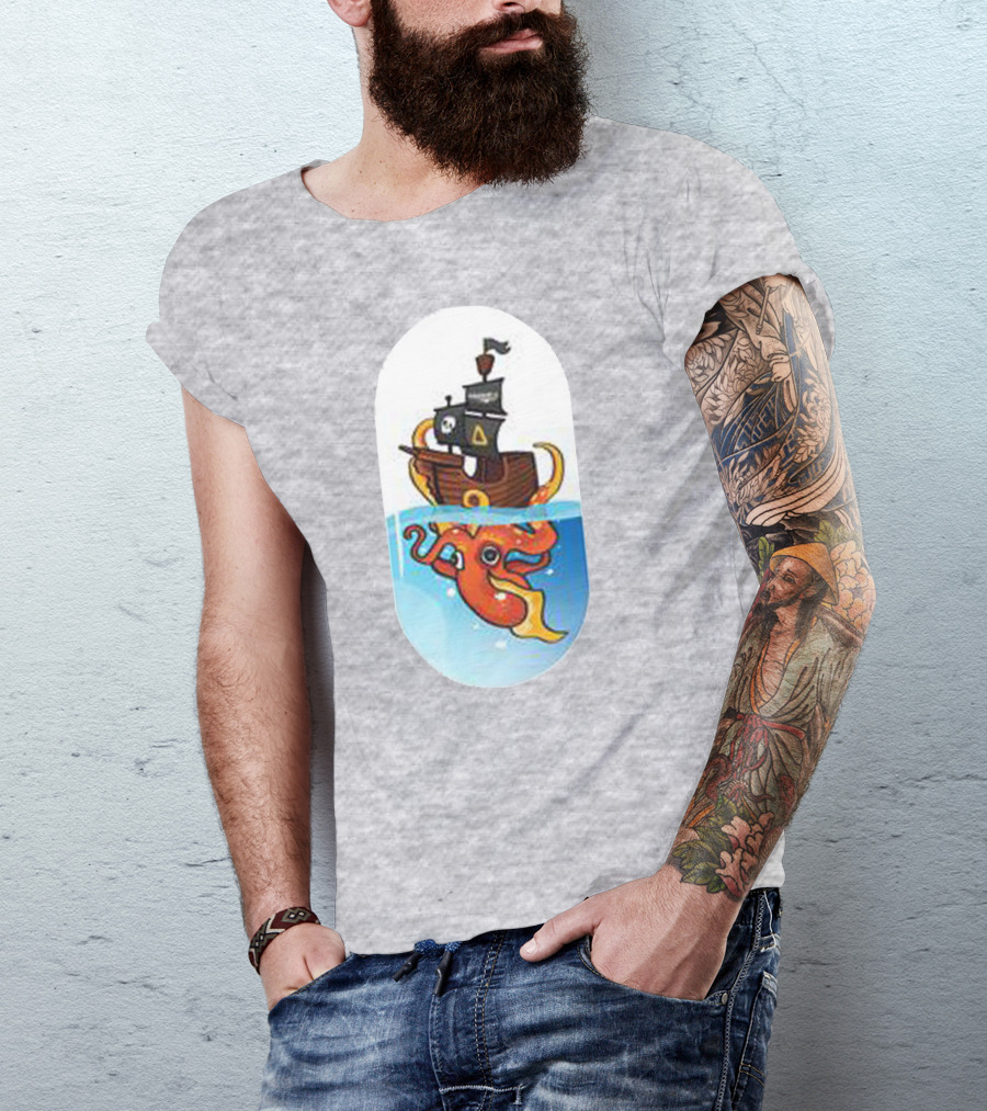 A For Adley Pirate Ship And Orange Octopus Adventure T-Shirt