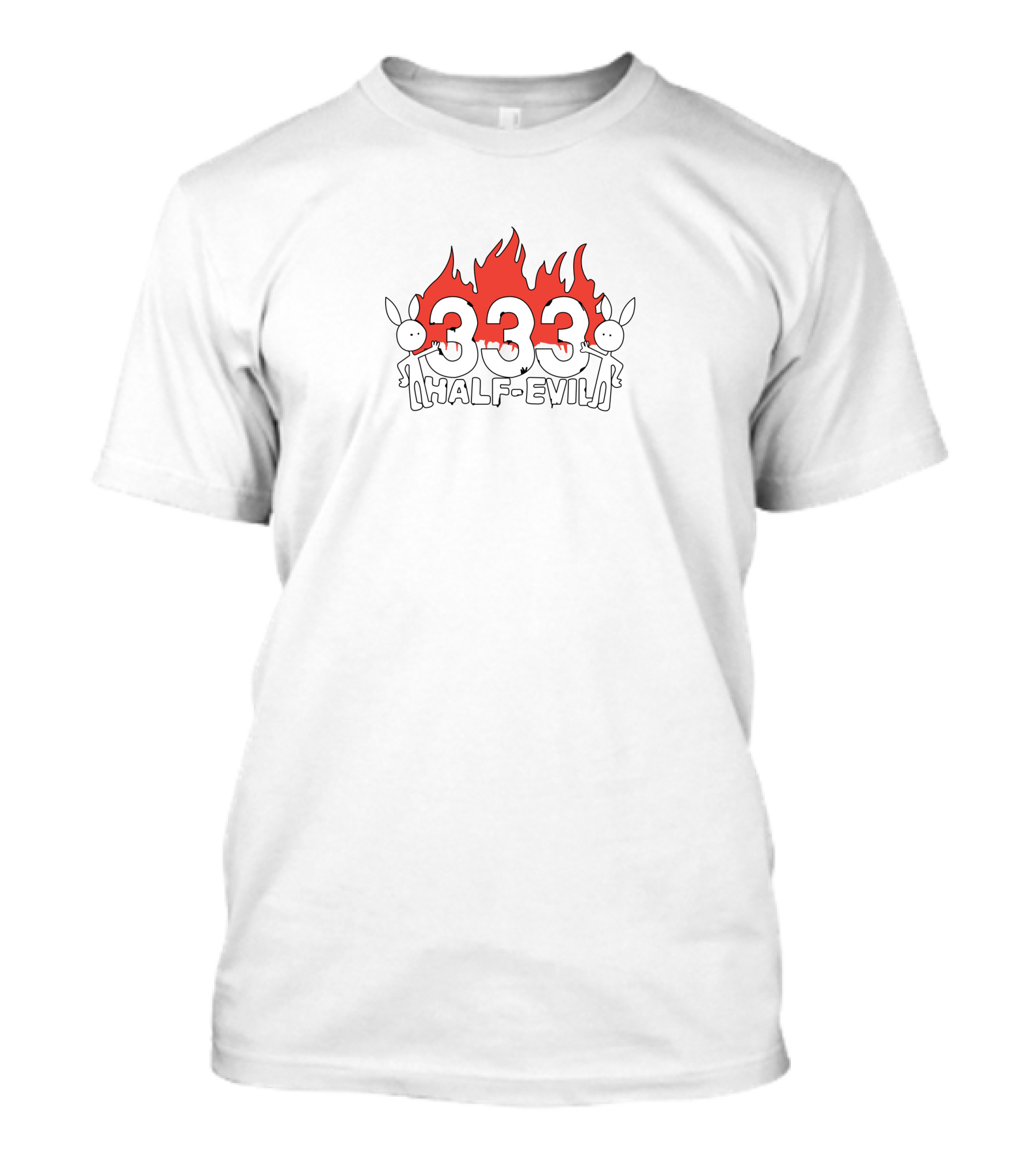 333 Half Evil Merchandise With Flames And Bunny Characters T-Shirt