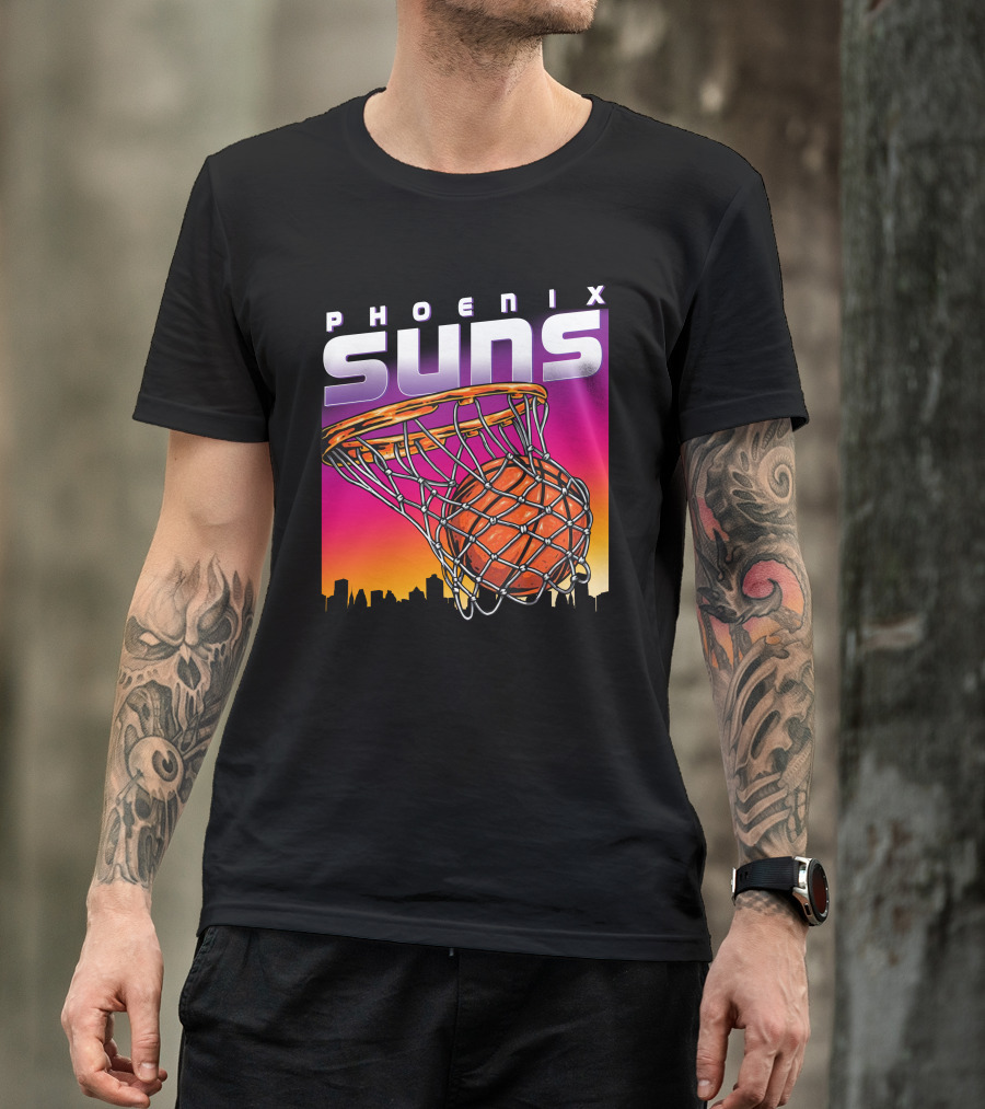 Phoenix Suns Modern Basketball Skyline Sunset T-Shirt