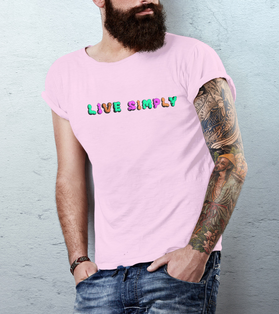 Simply64store Live Simply Playful Colorful Typography T-Shirt