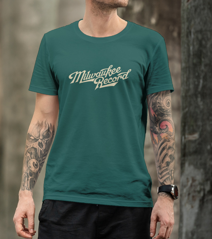 Milwaukee Record Forest Green Script T-Shirt