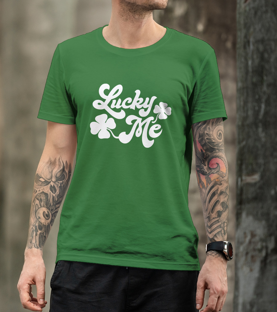 Charlie Hustle Lucky Me St Patrick's Day Green Shamrock T-Shirt