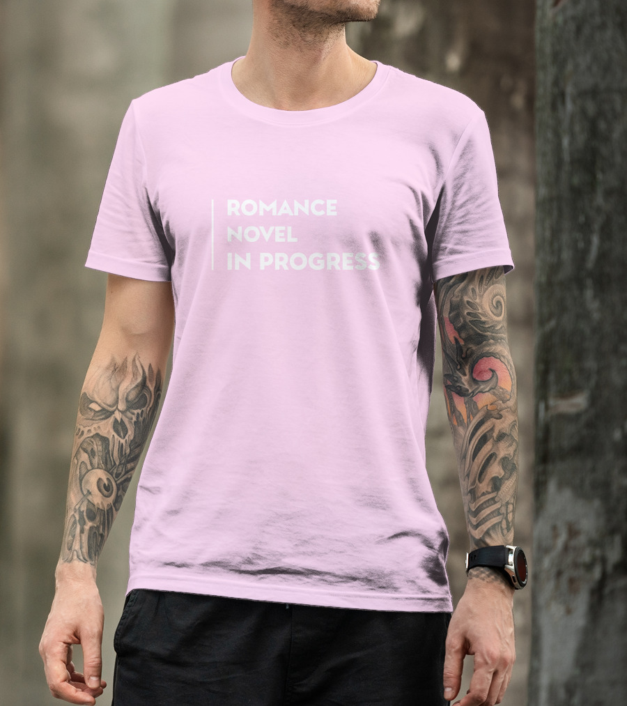 Romance Novel In Progress Light Pink Background T-Shirt